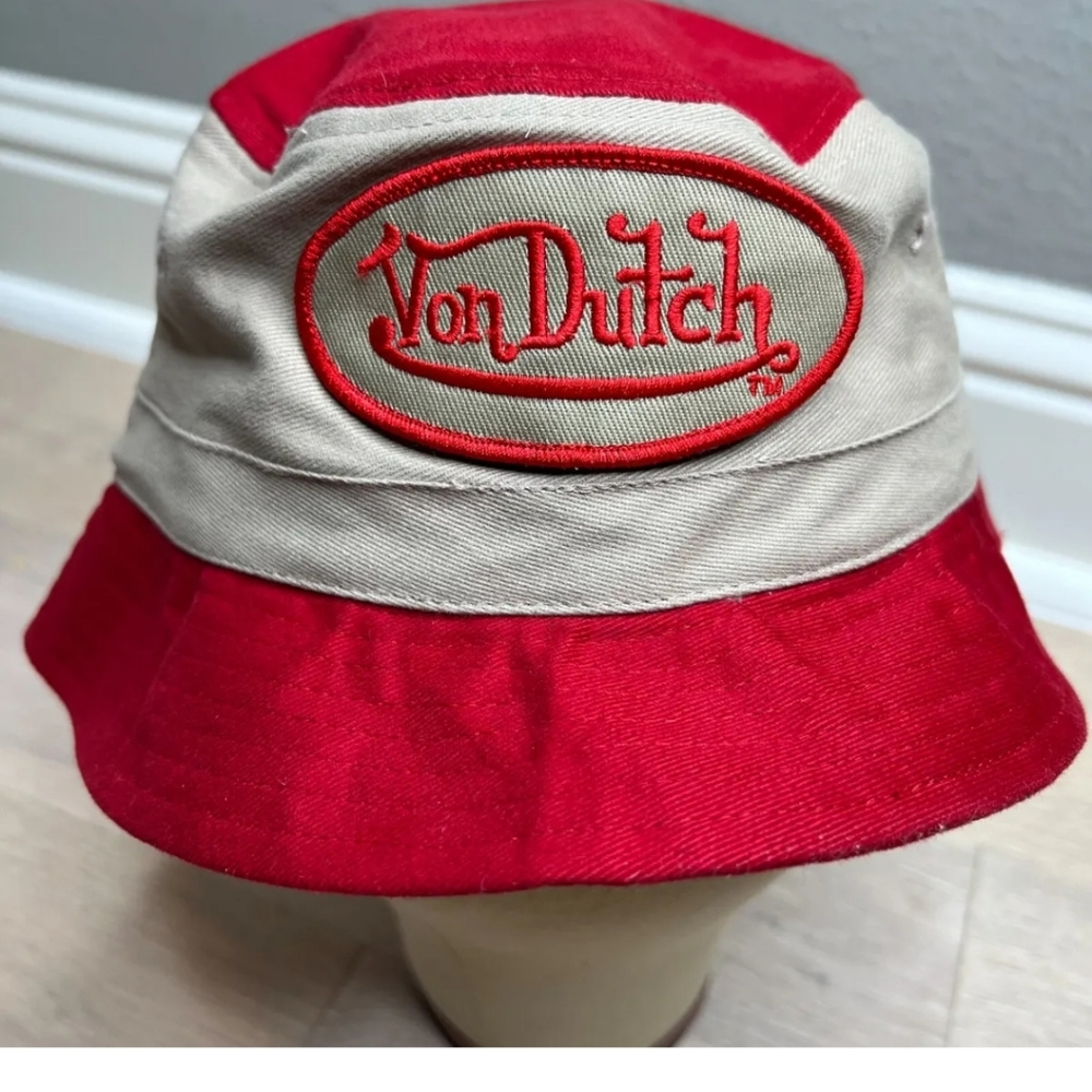 Von Dutch Bucket/Fisherman Kids Hat Red Tan.  New